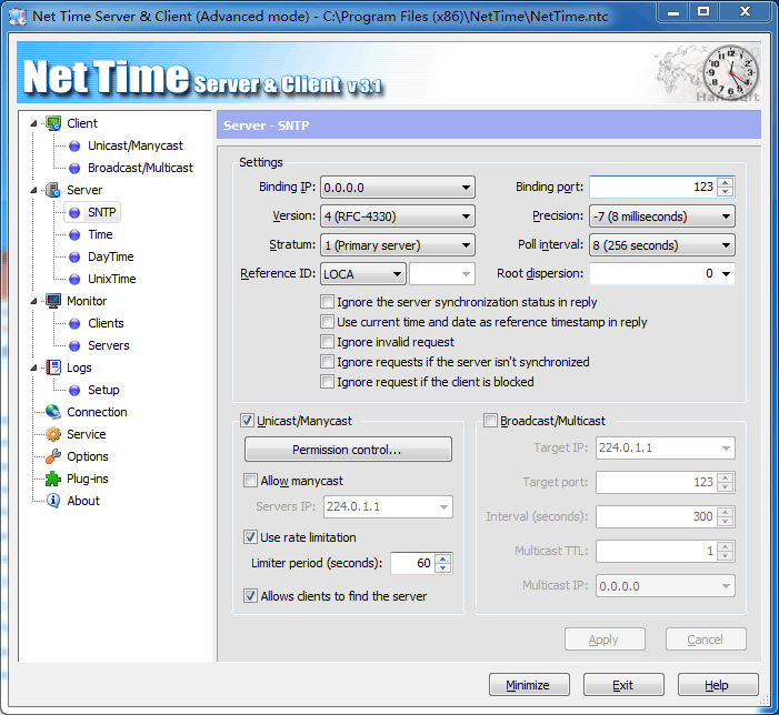 Click to view Net Time Server & Client 3.1.3.2251 screenshot