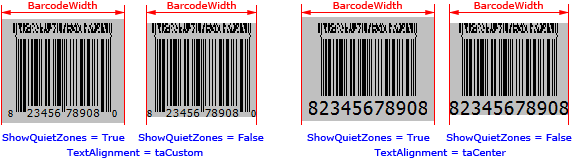 BarcodeWidth property (CC-A, CC-B, CC-C; TextAlignment = taCustom; Text exceeds bounds)
